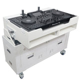 Flip-Ready Hydraulic DJ Flight Case For Pioneer DDJ-REV7 XDJ-XZ DDJ-1000 SZ2 SX3 with Wheels and 2x Laptop Trays White Finish