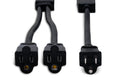 Power Extension Y Cable, Dual NEMA 5-15R to NEMA 5-15P, 14 AWG x 3 OFC - Front