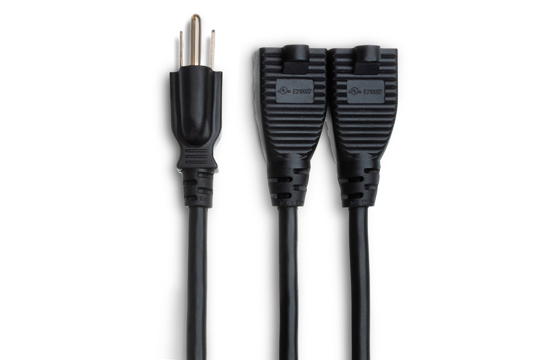 Power Extension Y Cable, Dual NEMA 5-15R to NEMA 5-15P, 18 AWG x 3 OFC - Connector