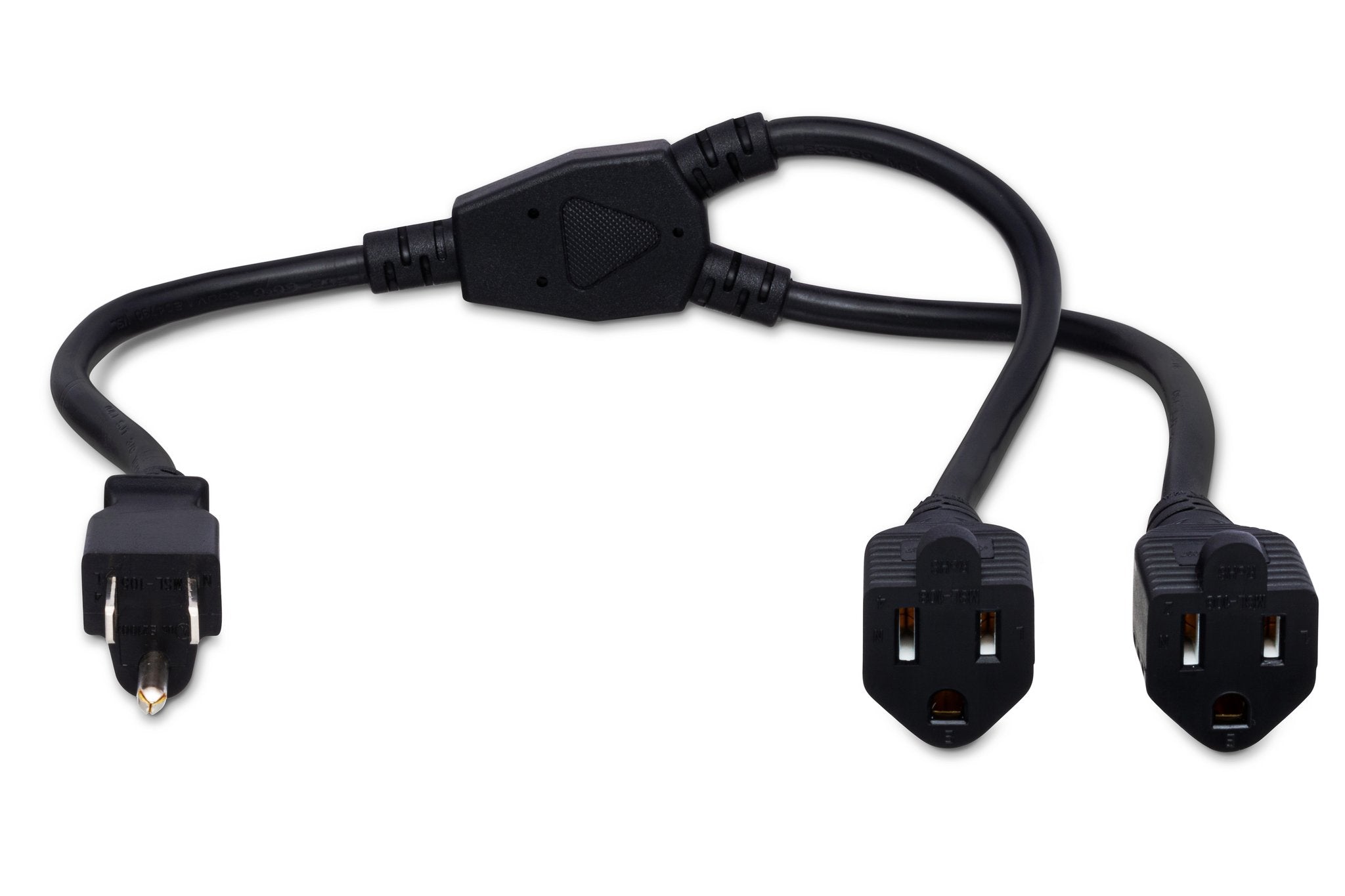 Power Extension Y Cable, Dual NEMA 5-15R to NEMA 5-15P, 18 AWG x 3 OFC - Full