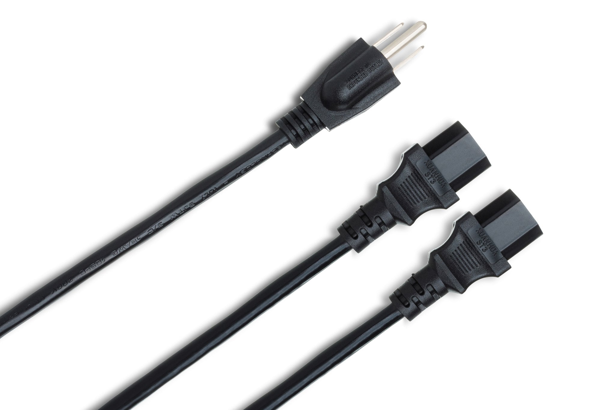 Power Y Cable, Dual IEC C13 to NEMA 5-15P, 1.5 ft - Angle