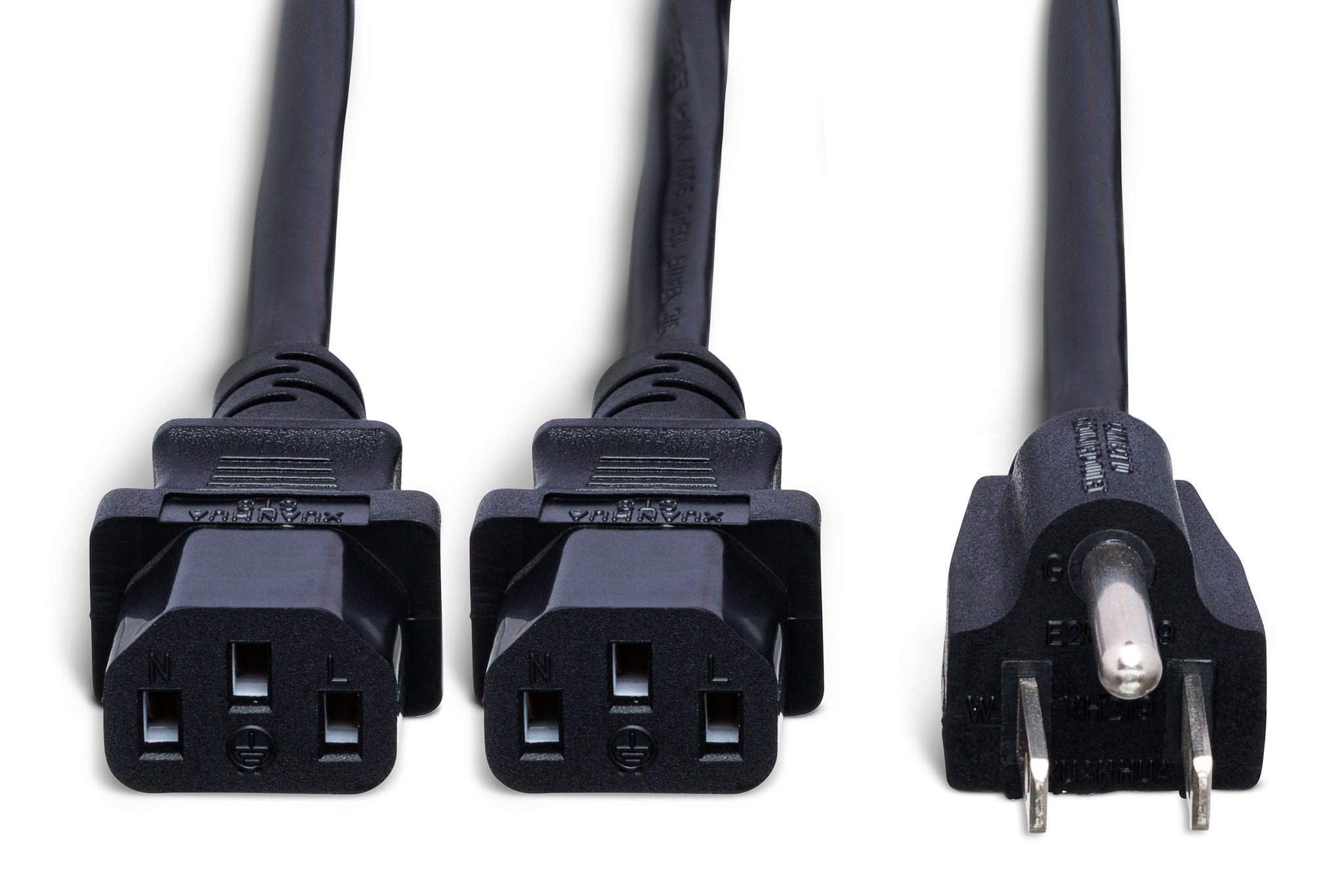 Power Y Cable, Dual IEC C13 to NEMA 5-15P, 1.5 ft - Front