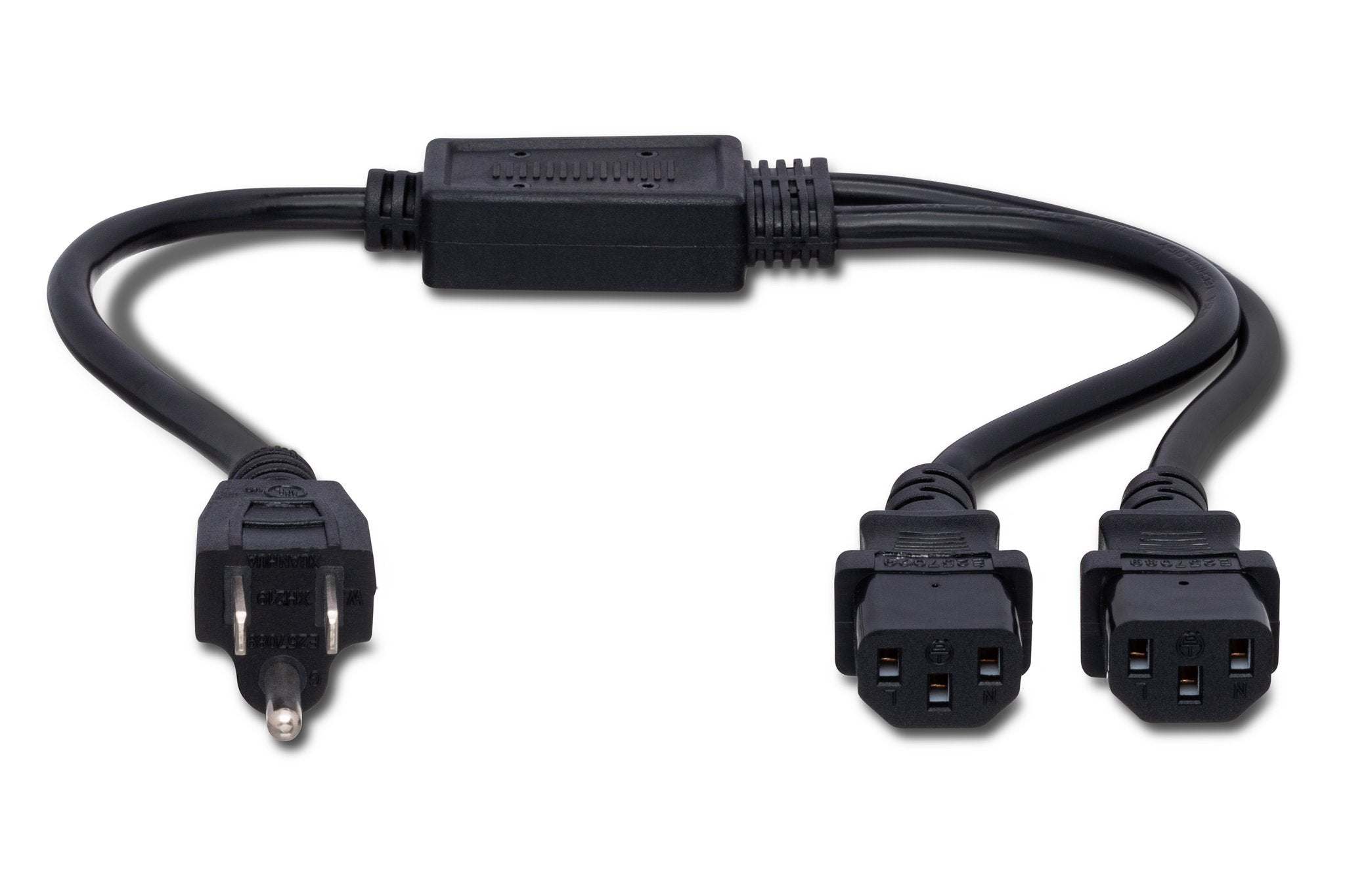 Power Y Cable, Dual IEC C13 to NEMA 5-15P, 1.5 ft - Full