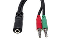 Headset/Mic Breakout Cable, 3.5 mm TRRSF to Dual 3.5 mm TRS - Front