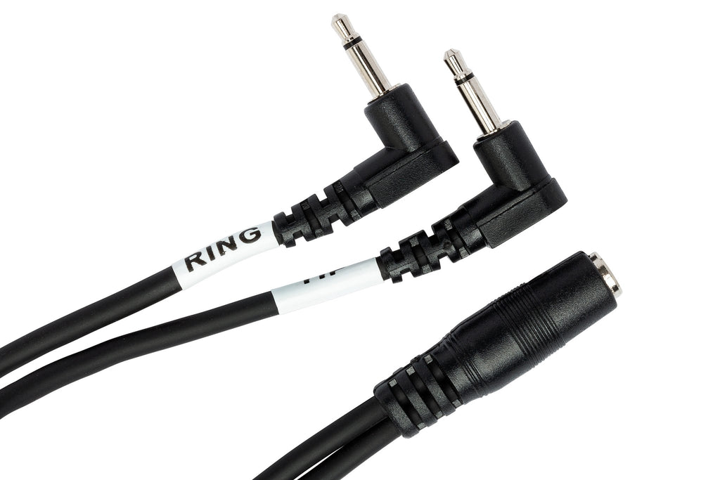 Air Travel Headphone Adapter, Dual 3.5 mm TS to 3.5 mm TRSF - Angle