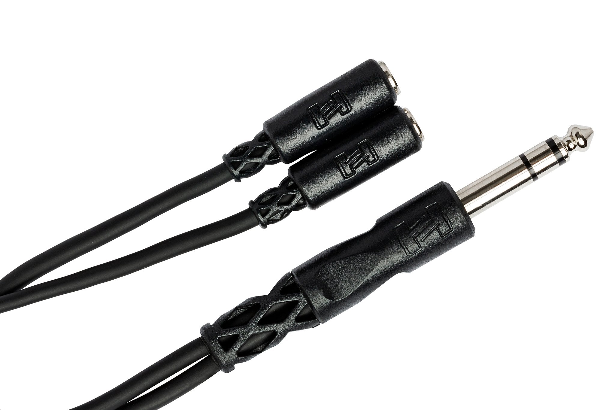 Y Cable, 1/4 in TRS to Dual 3.5 mm TRSF - Angle