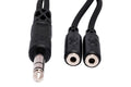 Y Cable, 1/4 in TRS to Dual 3.5 mm TRSF - Front