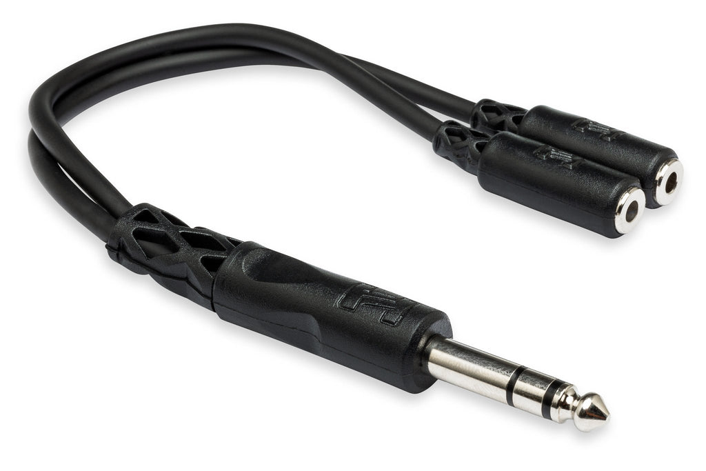 Y Cable, 1/4 in TRS to Dual 3.5 mm TRSF - Full
