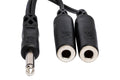 Y Cable, 1/4 in TS to Dual 1/4 in TSF - Front