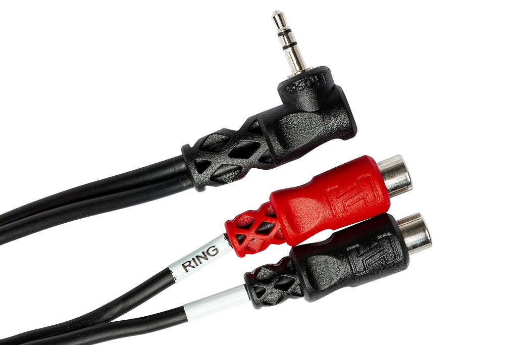 Stereo Breakout, Right-angle 3.5 mm TRS to Dual RCAF - Angle