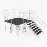 8x8 StageQ Platform Package 4x4 Decks w/ Steps Adjustable 28-48 Guard Rails and 3 Step