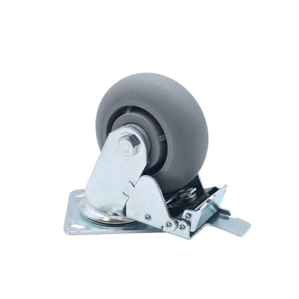 Single Gray 5" Wheel Polyurethane Swivel Industrial Grade Locking Caster