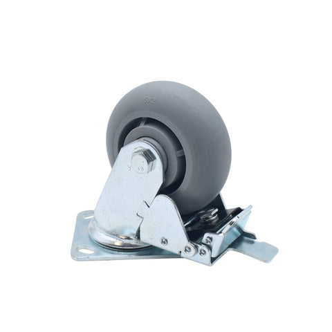 Single Gray 5" Wheel Polyurethane Swivel Industrial Grade Locking Caster