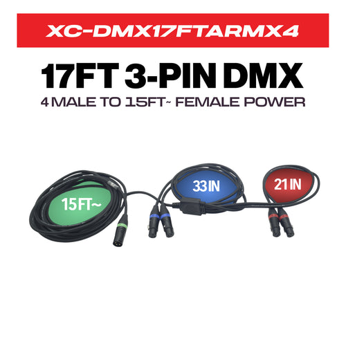 17FT 1 to 4 Outlet 3PIN DMX CABLE High Performance