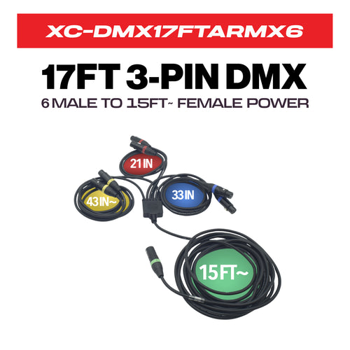 17FT 1 to 6 Outlet 3PIN DMX CABLE High Performance