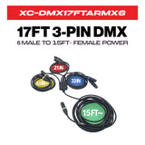 17FT 1 to 6 Outlet 3PIN DMX CABLE High Performance