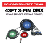 XC-DMX9X43FT TRAIL – 43FT 3-Pin DMX Cable w/ 9 Breakouts