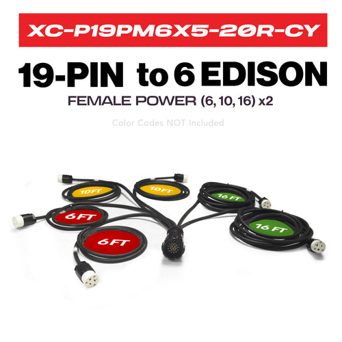 19PIN Break-Out Kupo WPS-5219LM to 6x Edison 5-20R SJOOW - 12AWG