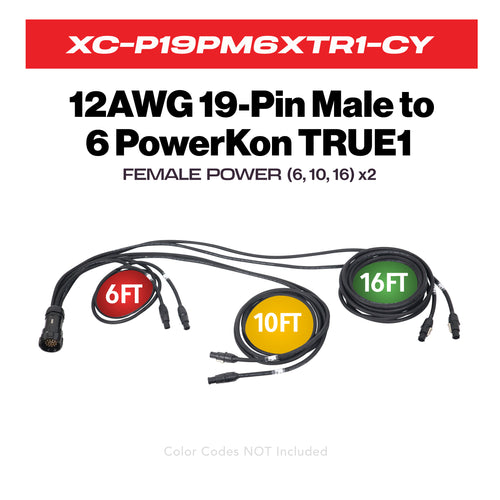 19-Pin Kupo WPS-5219LM to 6x Rean True1 2x 6ft 2x 10ft 2x 16ft SJOOW - 12AWG