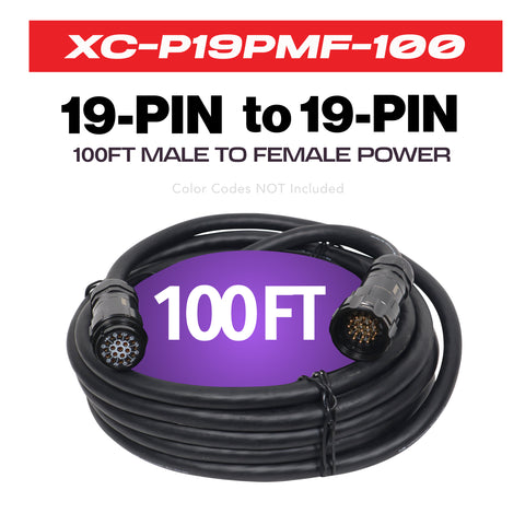 Power Distribution 100Ft 19 Pin Male to Female 12 AWG Extension Cable