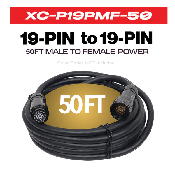 Power Distribution 50Ft 19 Pin Male to Female 12 AWG Extension Cable
