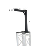 Set of 2 Inverted Lighting Mount Top Plates with 24"H and 16"L, 2" OD Arm in Black