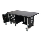 Mobile Office Foldable Pro Desk Flight case Workstation 60x30" Table Top, Drawer and Wheels