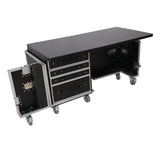 Mobile Office Foldable Pro Desk Flight case Workstation 60x30" Table Top, Drawer and Wheels