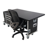 Mobile Office Foldable Pro Desk Flight case Workstation 60x30" Table Top, Drawer and Wheels