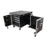 Mobile Office Foldable Pro Desk Flight case Workstation 60x30" Table Top, Drawer and Wheels