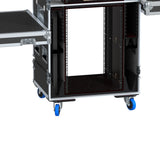 Video Control Workstation Flight Case 16U + 5U Rack with Dual Side Tables & Triple Monitor Mount by Santosom
