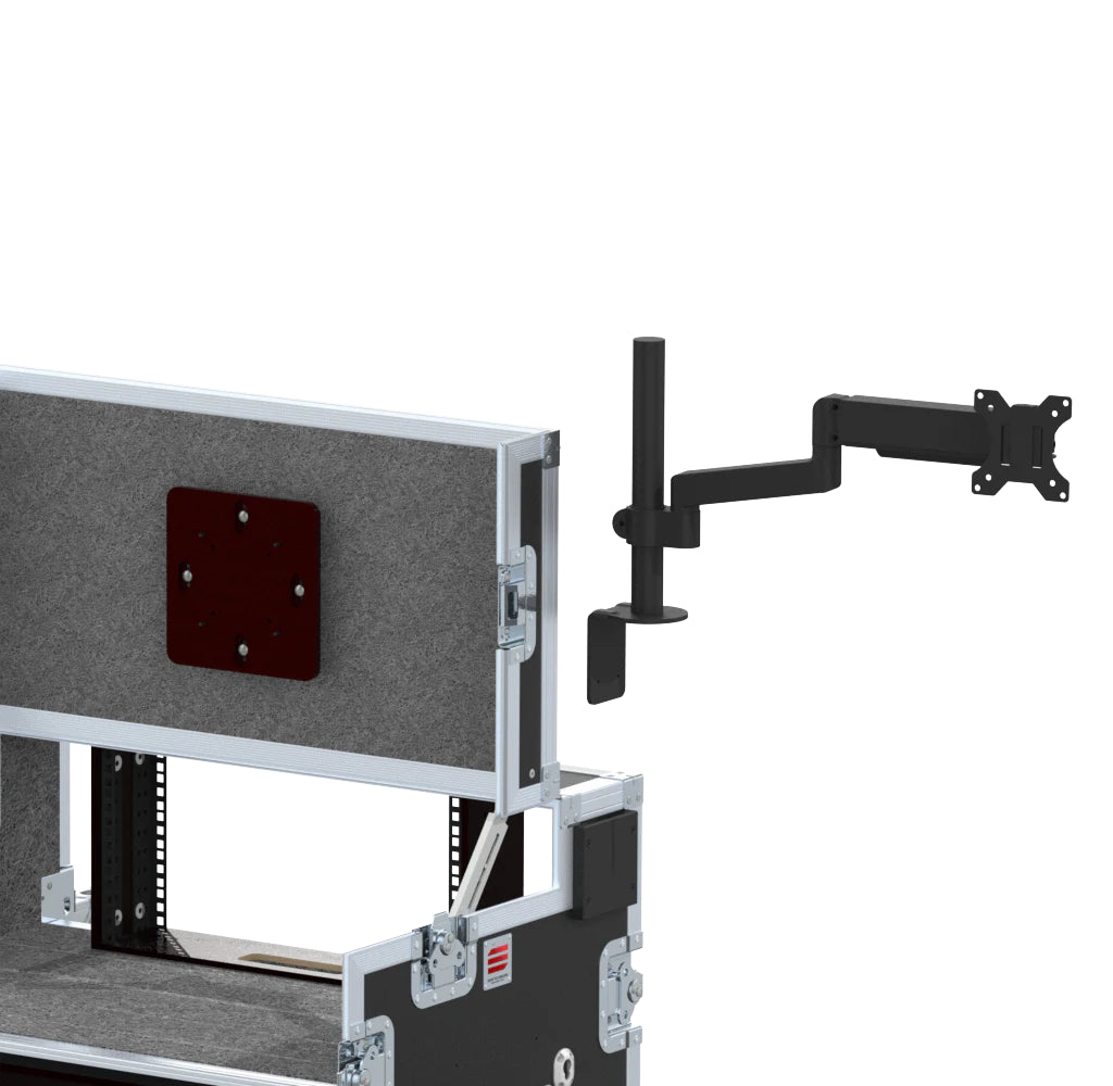 Video Control Workstation Flight Case 16U + 5U Rack with Dual Side Tables & Triple Monitor Mount by Santosom