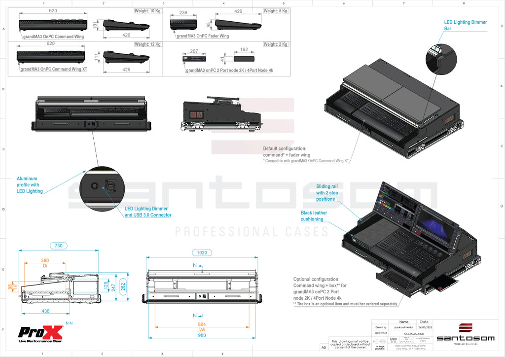 Flight Case for GrandMA3 onPC Command Wing + Fader Wing by Santosom