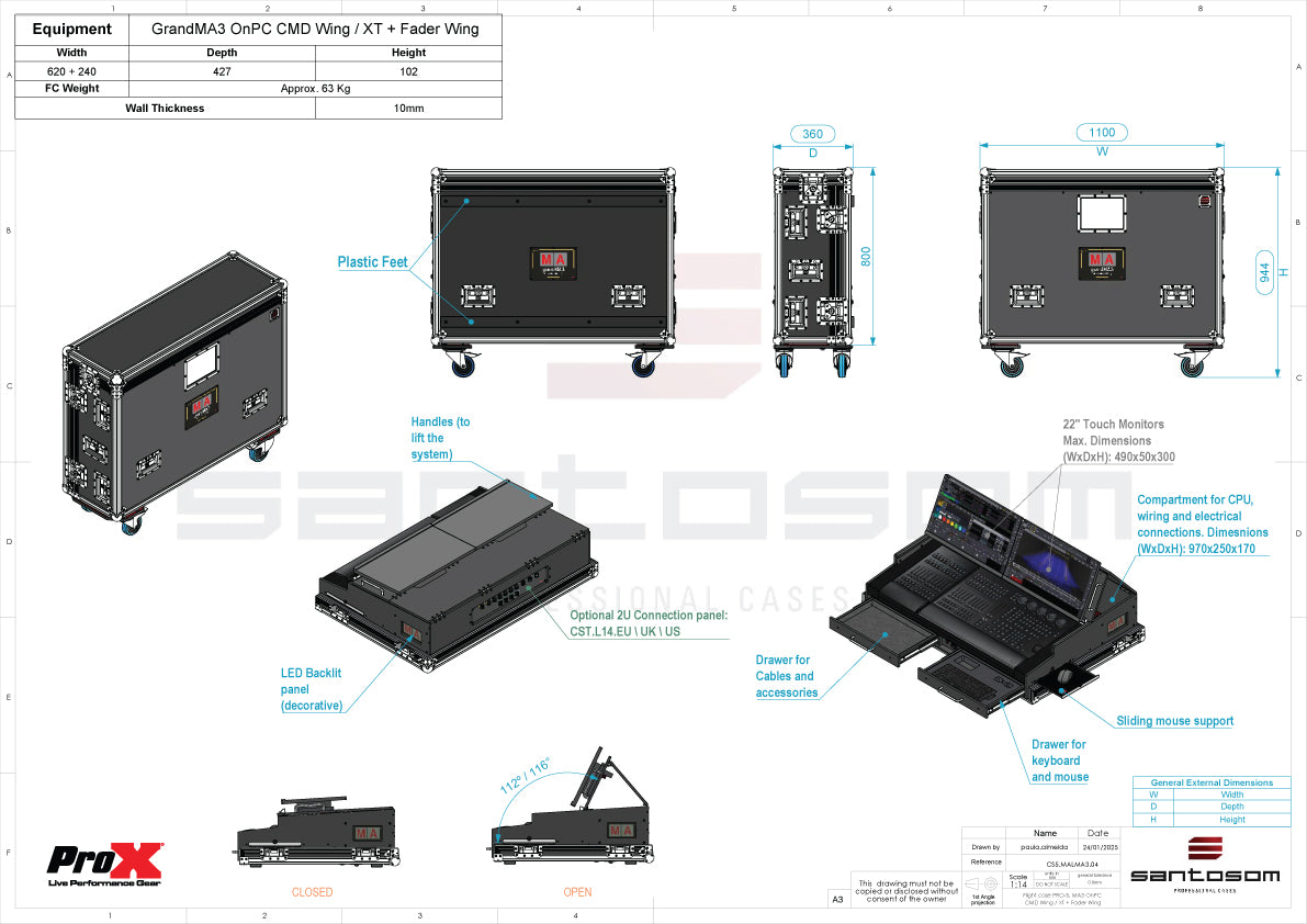 Case for MA3 Double, grandMA3 onPC Command Wing & FaderWing by Santosom Integrated Solutions® SIS