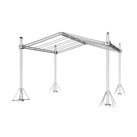 F34 Stage Roofing Truss System with Ground Support Speaker Wings and Chain Hoists – 32 x 30 x 32 Ft.