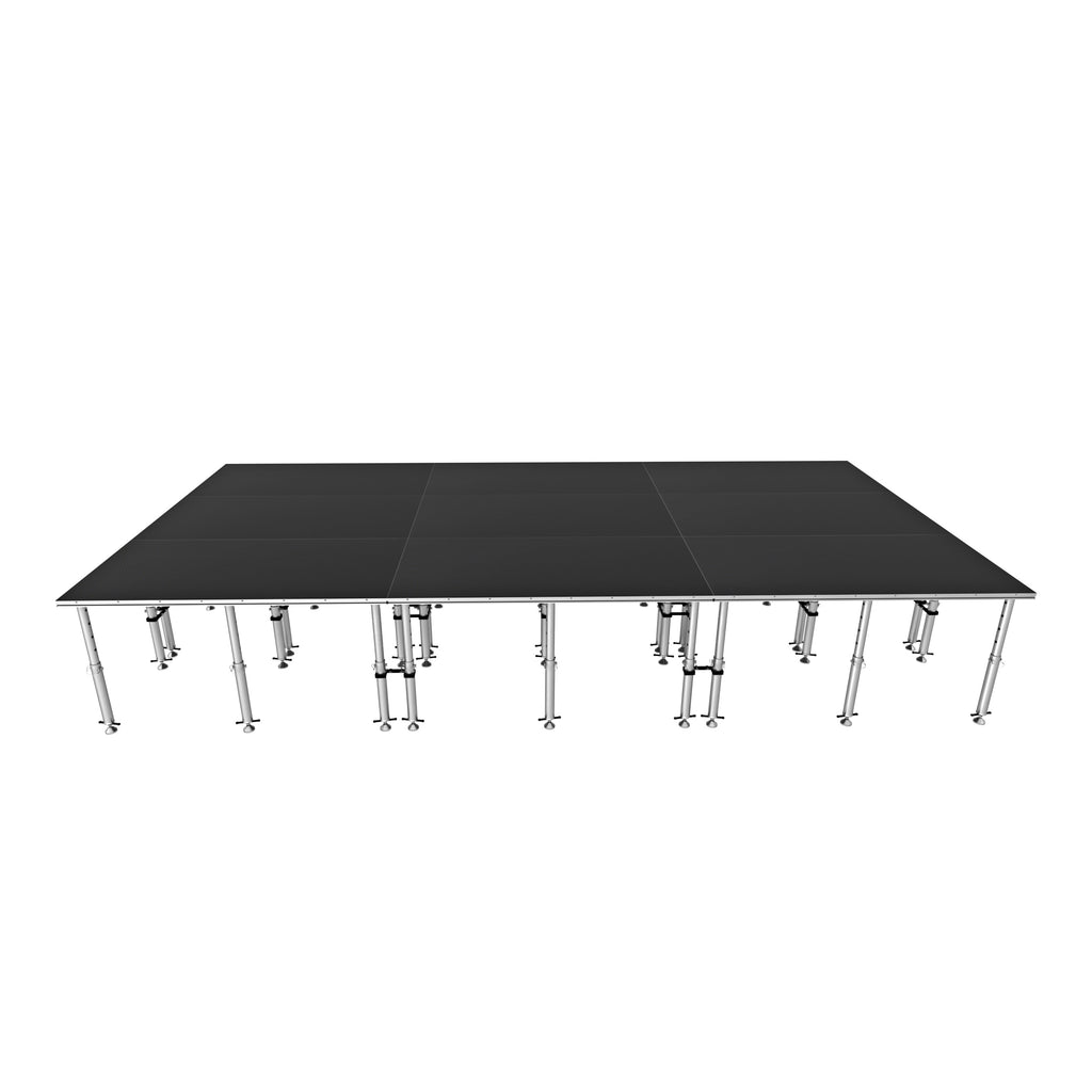 StageQ 12x24ft Portable Stage Platform Package with 9 Decks Event Staging System 28-48" Height
