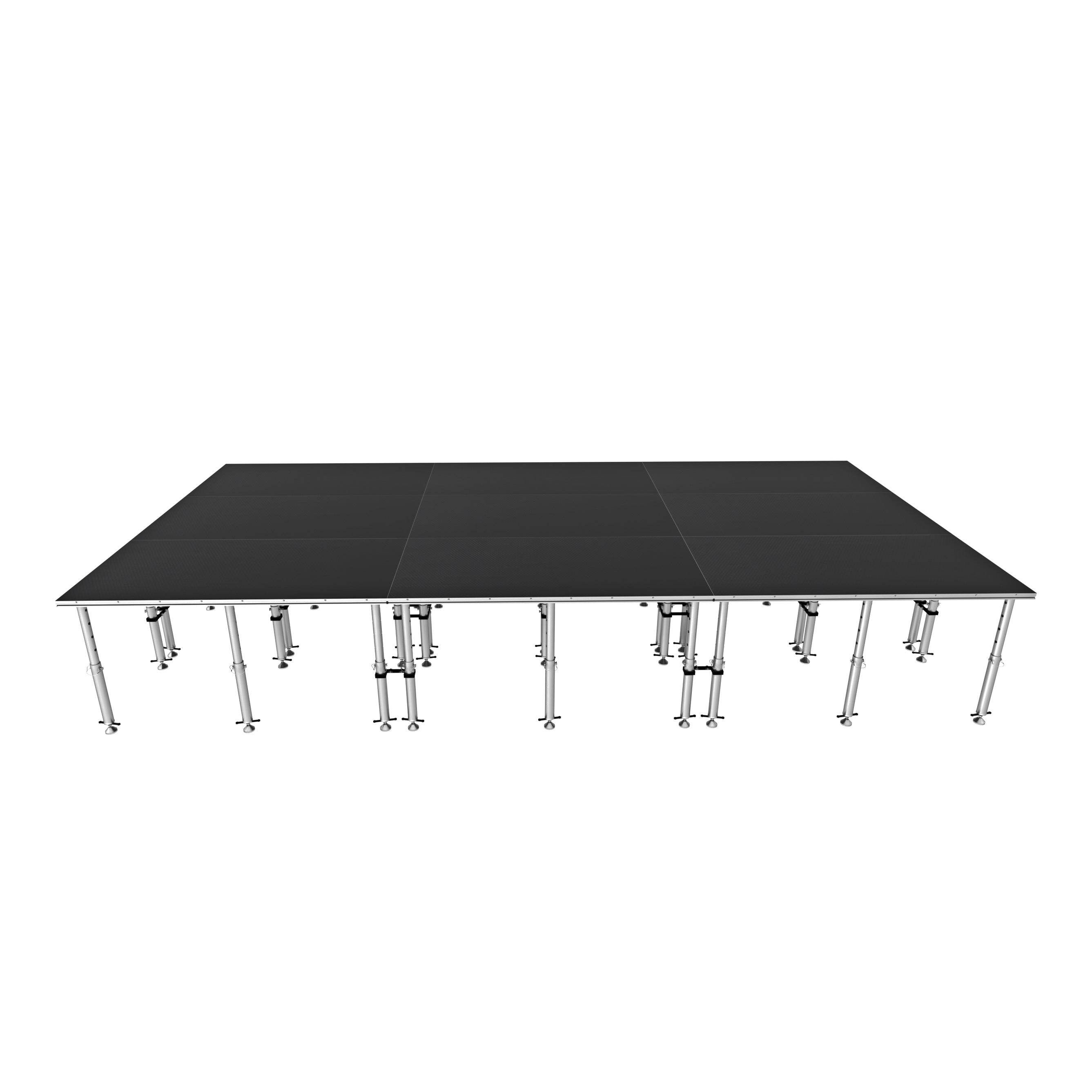 StageQ 12x24ft Portable Stage Platform Package with 9 Decks Event Staging System 28-48" Height