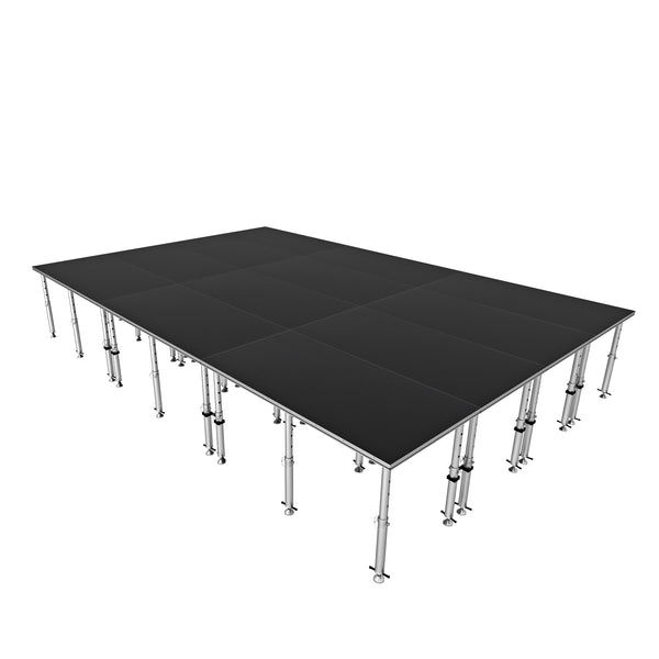 StageQ 16x24ft Portable Stage Platform Package with 12 Decks Event Staging System 28-48" Height