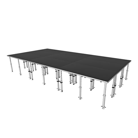 StageQ 12x24ft Portable Stage Platform Package with 9 Decks Event Staging System 28-48" Height