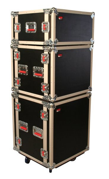 Gator Cases GTOURSHK8CAS 8U Shock Audio Road Rack Case w/ Casters