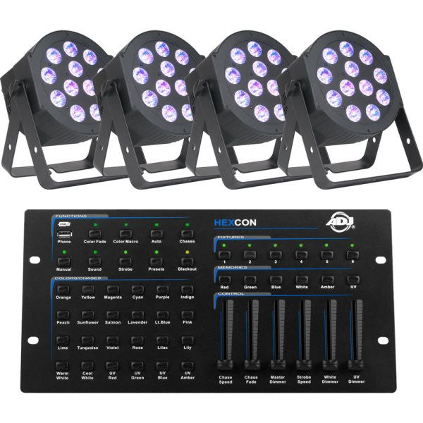 American Dj HEXPARHEXCONPAK 4 x 12P Hex, 1 x Hexcon controller