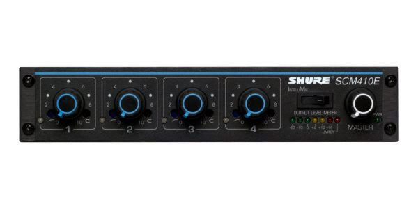 Shure SCM410 Four-Channel Automatic Microphone Mixer with Logic Control and two band EQ per Channel