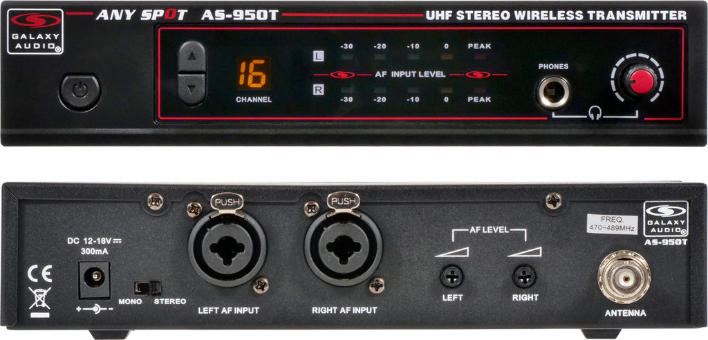 AS-950 16 CHANNEL STEREO WIRELESS PERSONAL IN-EAR MONITOR SYSTEM
