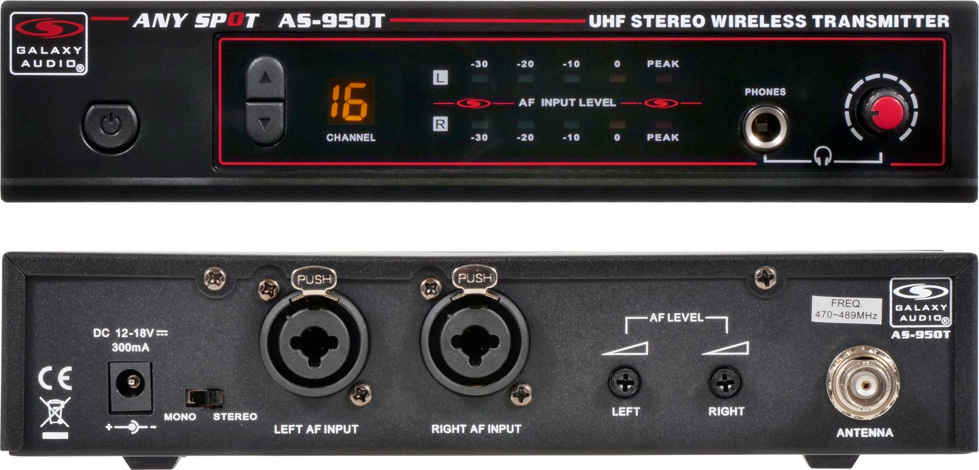 AS-950 16 CHANNEL STEREO WIRELESS PERSONAL IN-EAR MONITOR SYSTEM