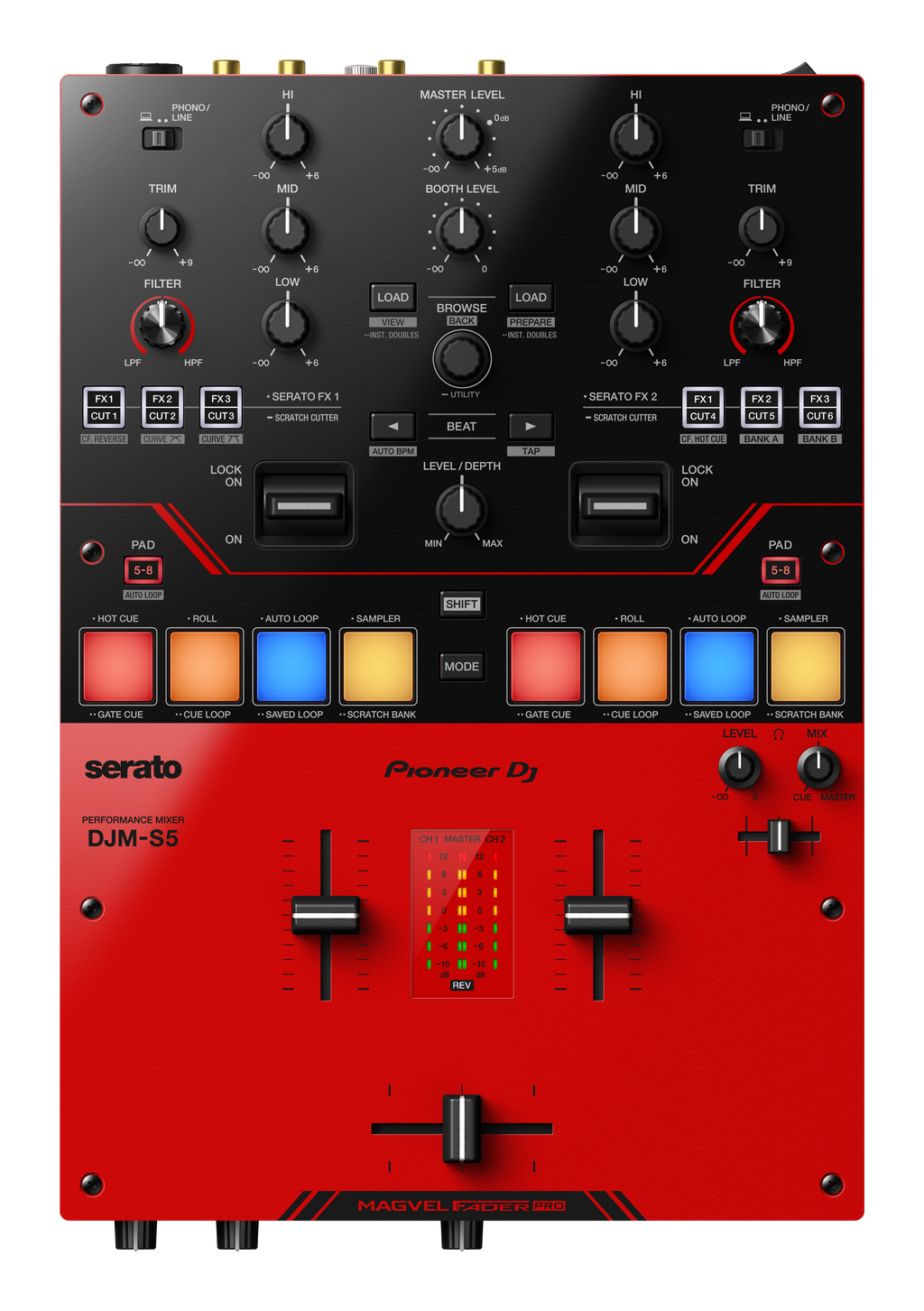 Pioneer DJM-S5 Scratch-style 2-Channel DJ Mixer (Gloss Red)