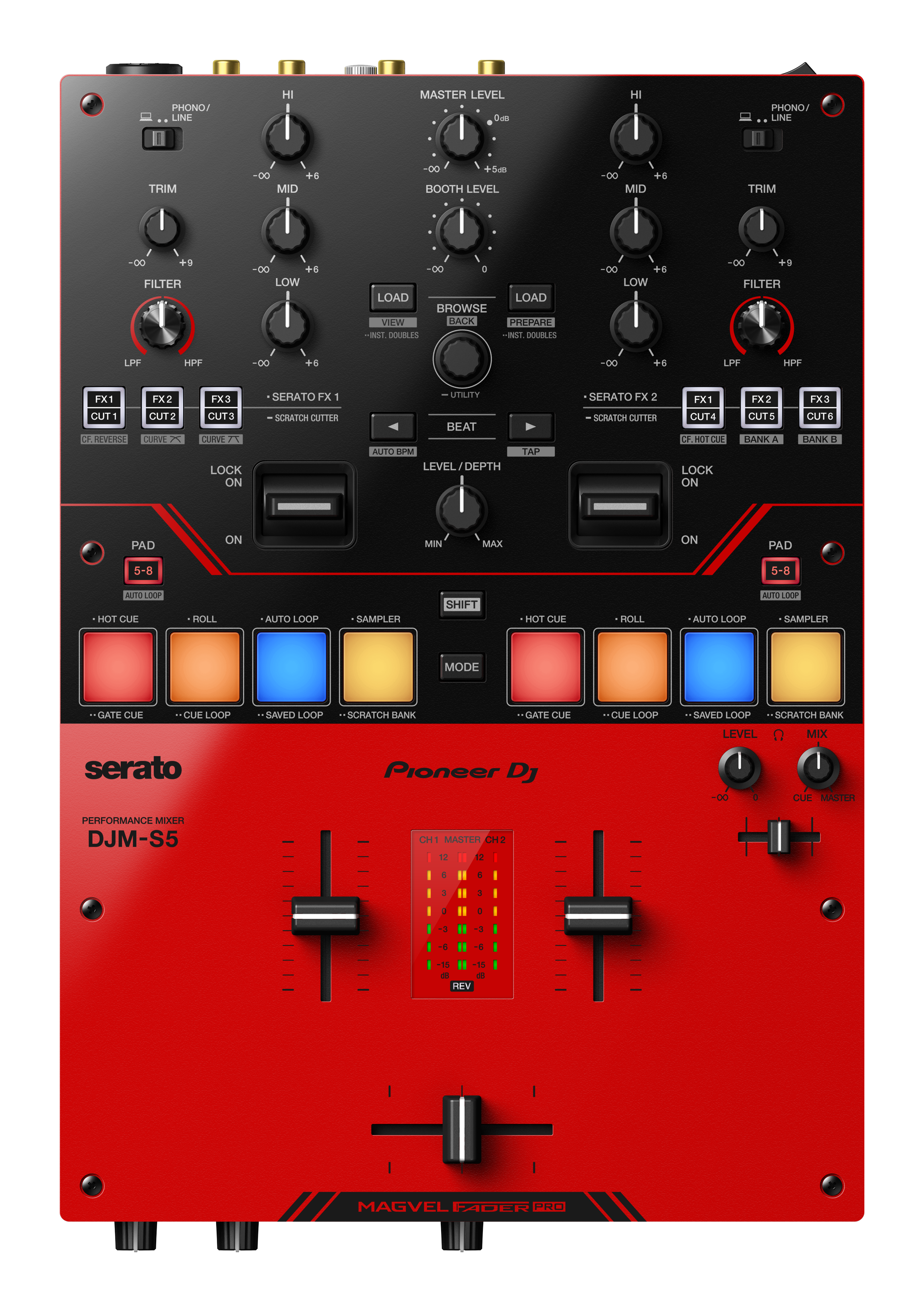 Pioneer DJM-S5 Scratch-style 2-Channel DJ Mixer (Gloss Red)