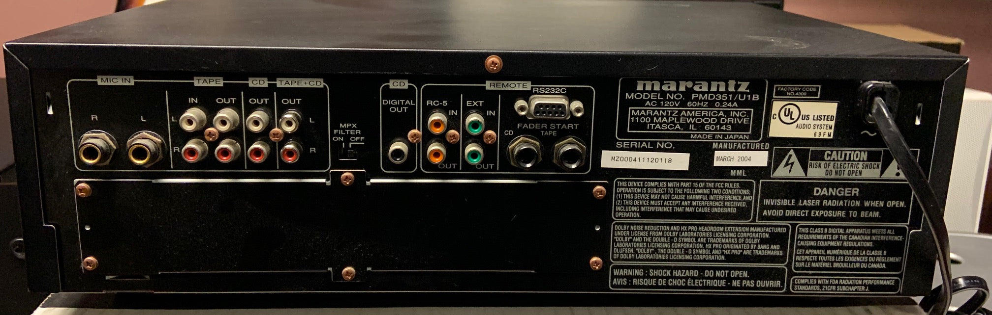 Marantz Pro PMD351 - CD/Cassette Deck