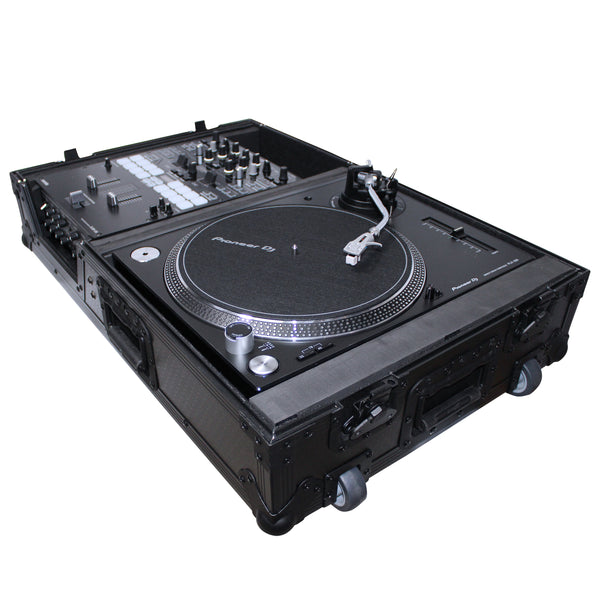 Flight Case for Single Turntable In Battle Mode & 10 Inch or 12 Inch Mixer | Black on Black