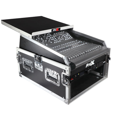 13U Top Mixer-DJ 6U Rack Combo Flight Case W-Laptop Shelf