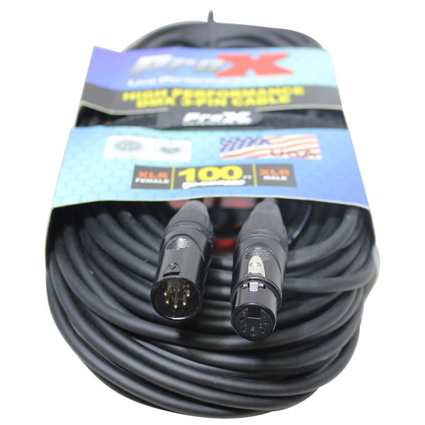 100 Ft. DMX XLR5-M to XLR5-F High Performance Cable